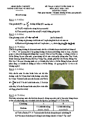 Đề tham khảo tuyển sinh Lớp 10 môn Toán - Đề 2 - Năm học 2020-2021 - Phòng giáo dục và đào tạo quận Thủ Đức